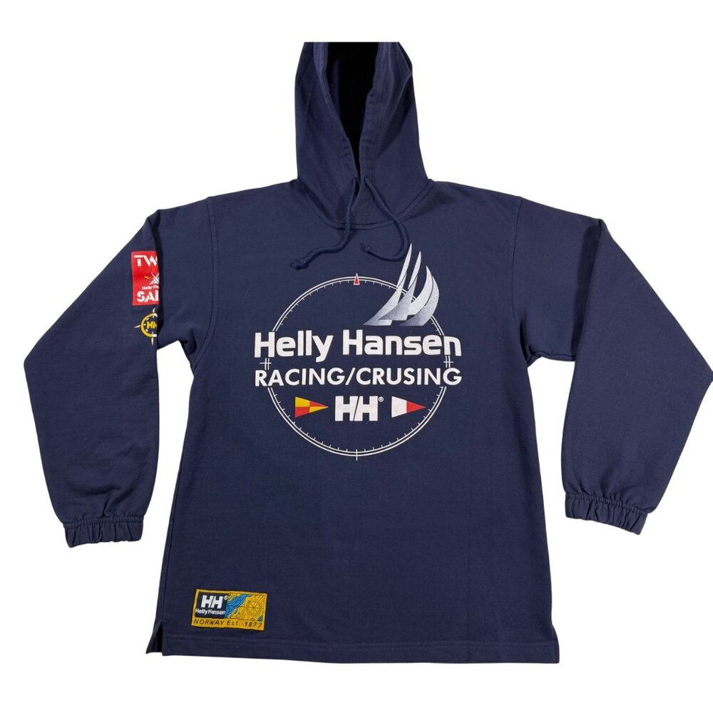 Vintage Helly Hansen Sailing/Racing Hoodie Nautical Blue Regatta Racing Made USA